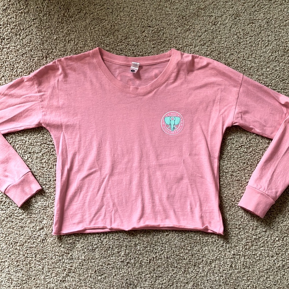 Simply Southern S Pink Cropped Ling Sleeved Tee